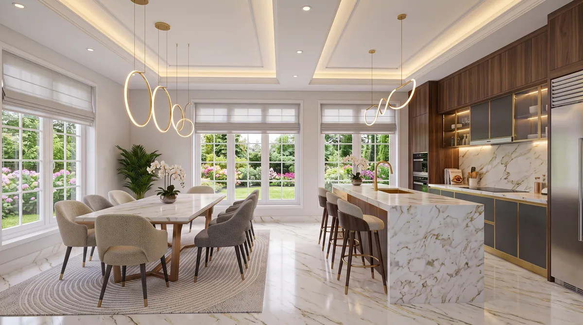 Kitchen & Dining render of New Residence Exterior & Interior Renders